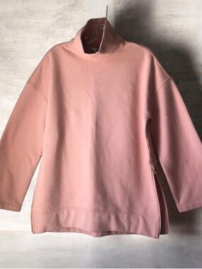 JoyLab Dusty Pink Turtleneck Fleece Pullover with Gold Side Zips!
